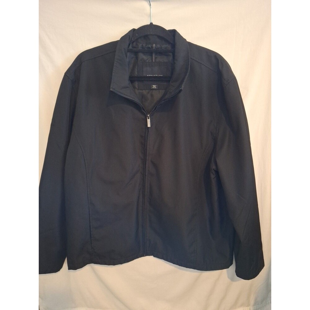 STRUCTURE Men's Black Zip-Up Windbreak Jacket Size XXL